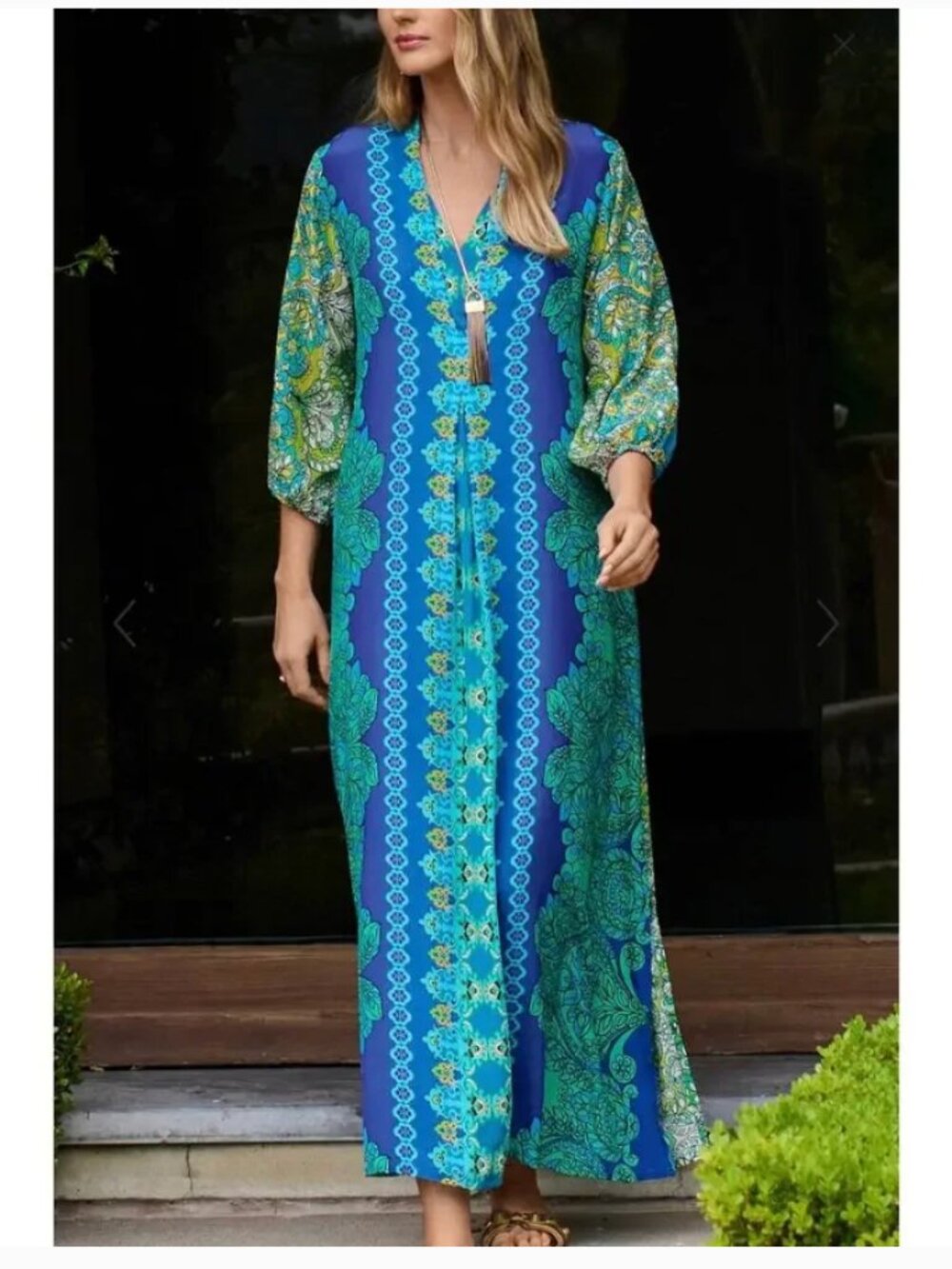 Johnny Was Womens XS Kahinu Dress & Slip Silk Diomedes Blue Boho Floral NWT $465